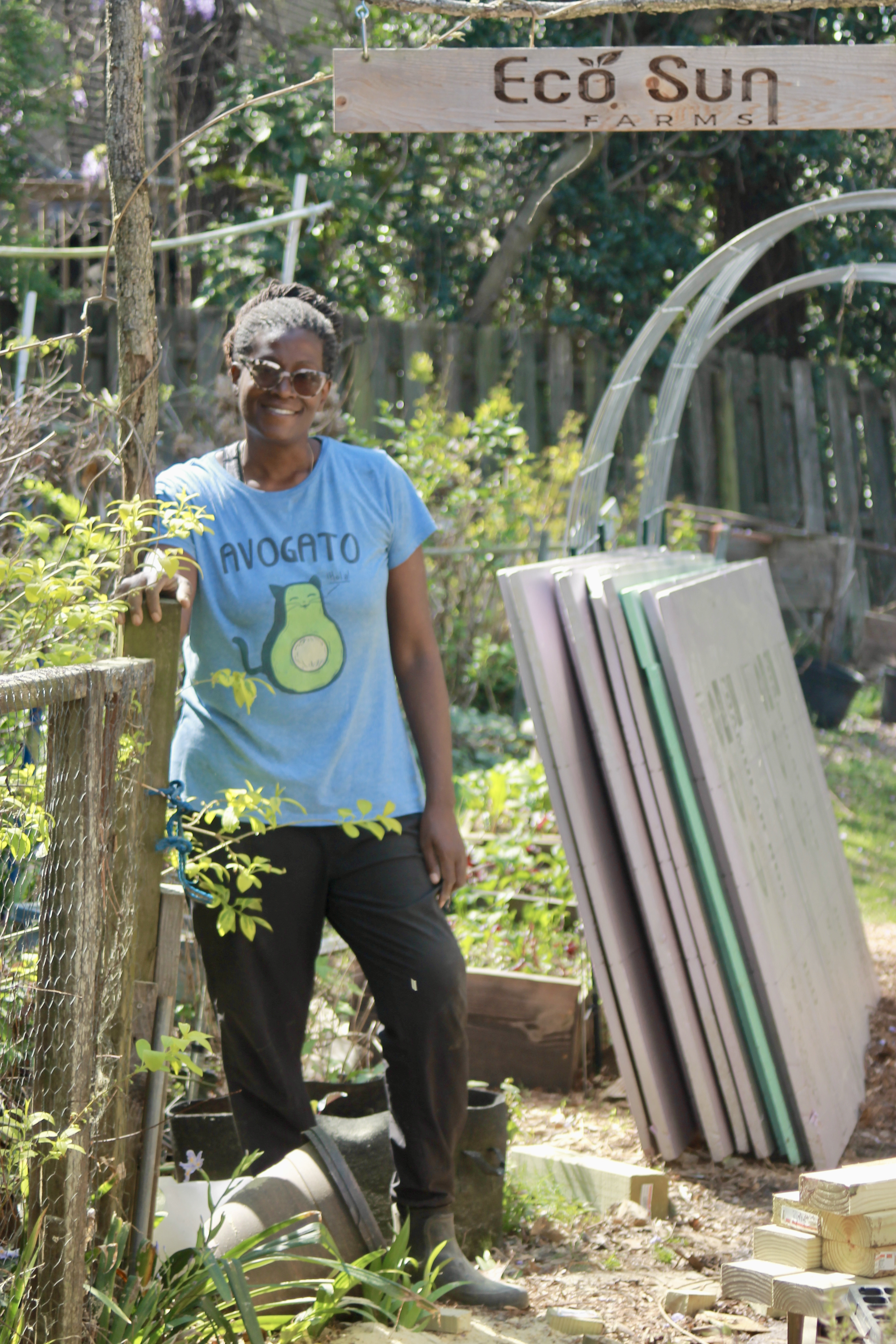 Woman on her urban farm
