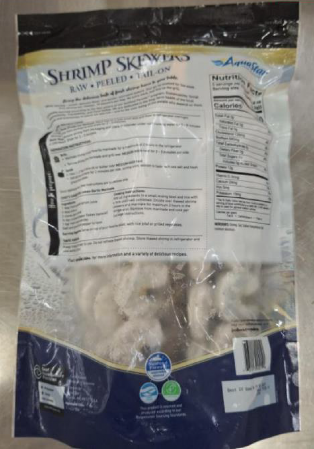 Aquastar (USA) Corp Recalls Kroger Frozen Raw EZ Peel, Kroger Mercado Frozen Cooked Shrimp, and Aquastar Raw Shrimp Skewers Because of Possible Health Risk