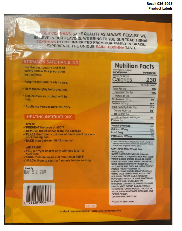 Brazilian Taste Recalls Frozen Chicken and Beef Croquette Products Due to Misbranding and an Undeclared Allergen