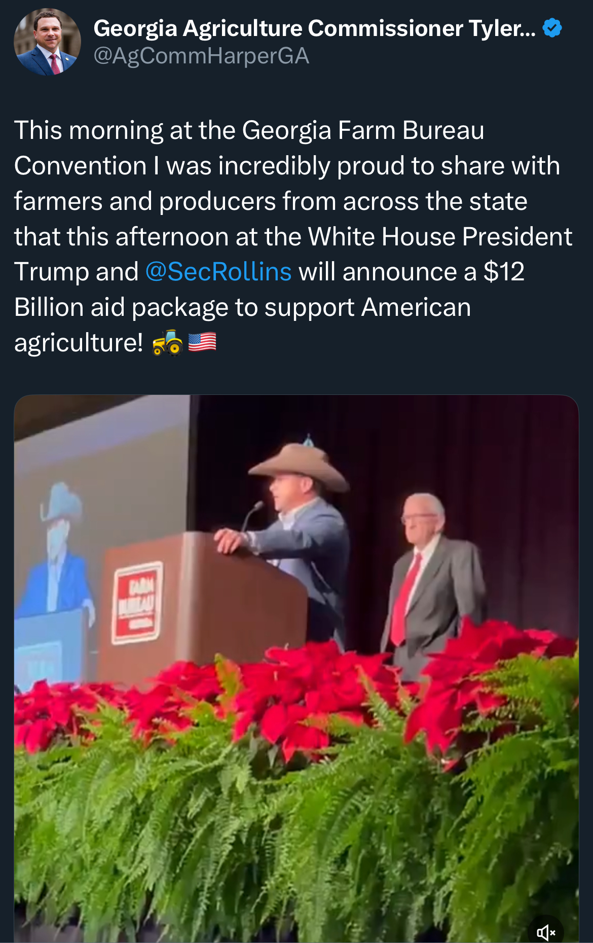 Georgia Agriculture Commissioner Tyler J Harper Praises Trump Administration's $12 Billion Farm Aid Package Georgia Agriculture Commissioner Tyler J Harper Praises Trump Administration's $12 Billion Farm Aid Package