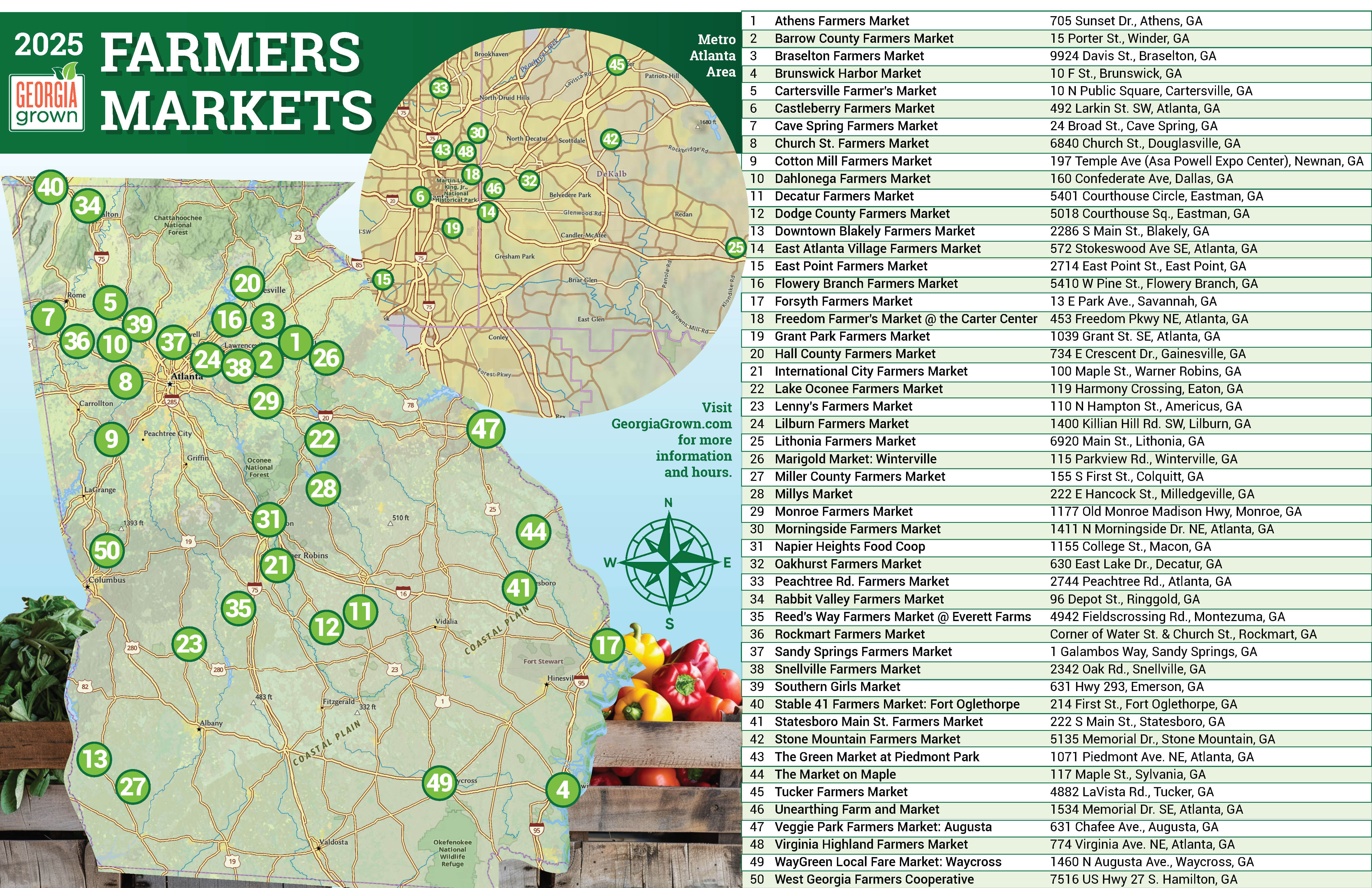 Georgia Department of Agriculture Launches Official 2025 Georgia Grown Farmers Market Map