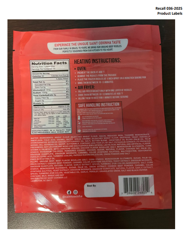 Brazilian Taste Recalls Frozen Chicken and Beef Croquette Products Due to Misbranding and an Undeclared Allergen