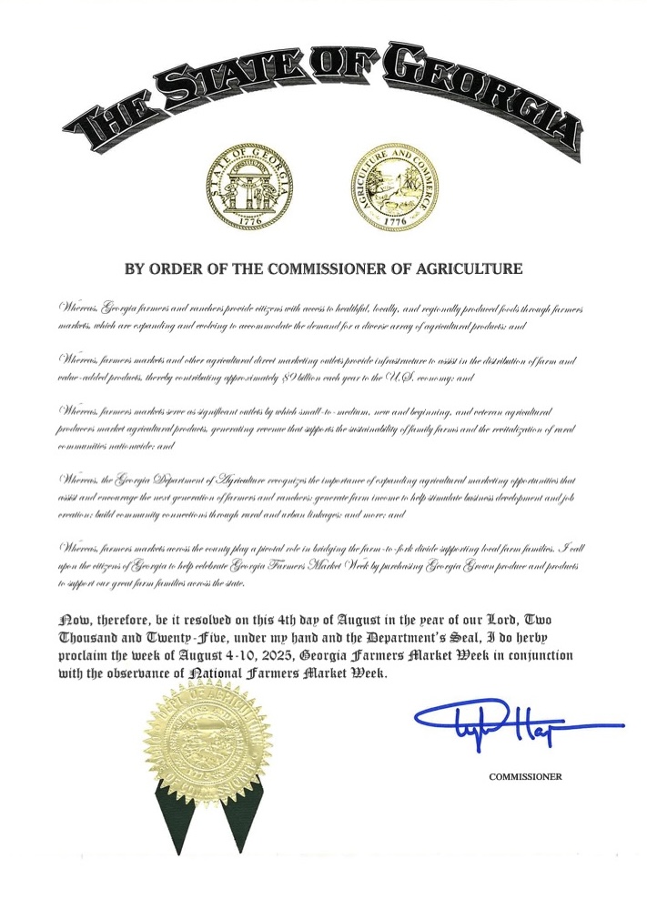 Georgia Department of Agriculture Marks National Farmers Market Week with New Initiatives to Strengthen Farmers Markets Statewide