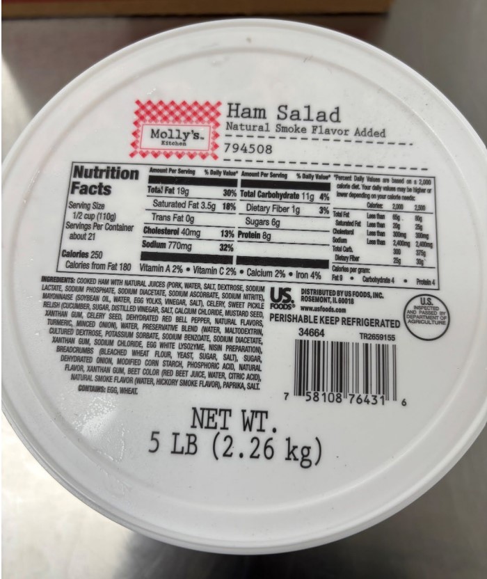 Ham salad products recalled due to potential Listeria monocytogenes contamination Ham salad products recalled due to potential Listeria monocytogenes contamination