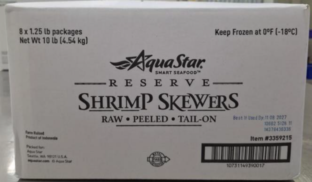 Aquastar (USA) Corp Recalls Kroger Frozen Raw EZ Peel, Kroger Mercado Frozen Cooked Shrimp, and Aquastar Raw Shrimp Skewers Because of Possible Health Risk
