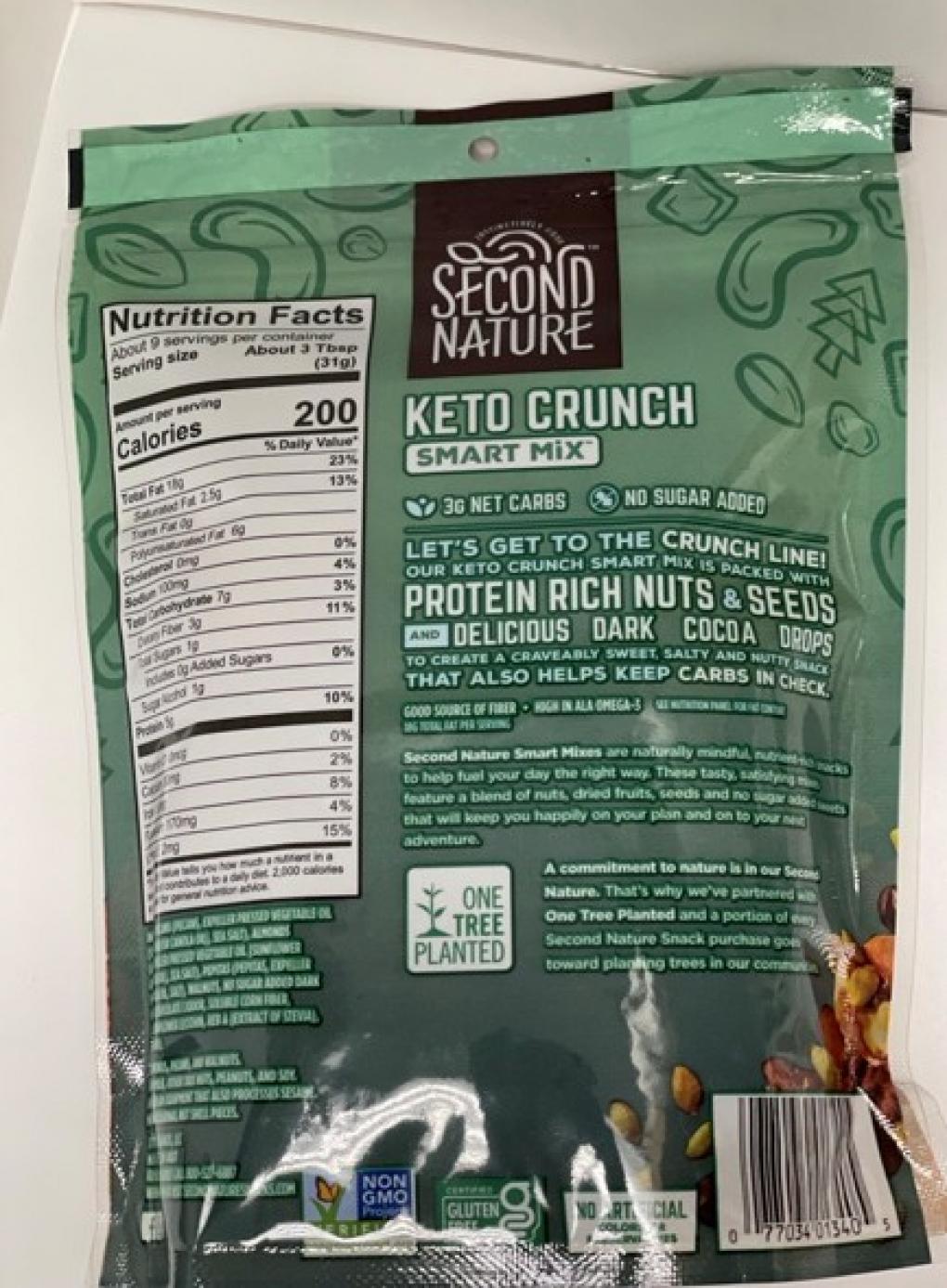 Second Nature Brands Issues Allergy Alert on Undeclared Cashews, Pistachios, and Cherries in Keto Crunch Smart Mix