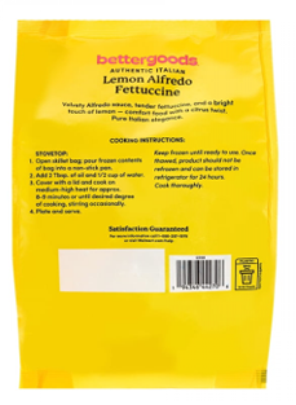 Gias Foods, Inc. Recalls Bettergoods Authentic Italian Lemon Alfredo Fettuccine Because of Possible Health Risk
