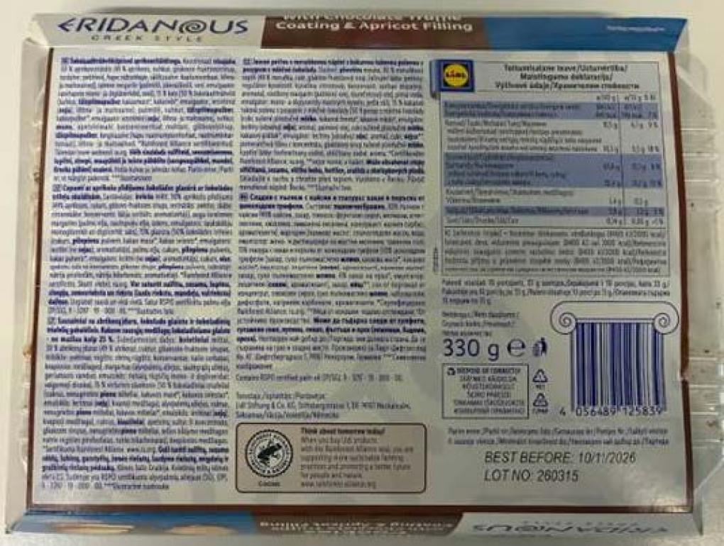 Lidl US Expands Recall of Eridanous Shortbread Cookies Due to Undeclared Wheat, Soy, Milk, Egg and Tree Nut (Coconut) Allergens Lidl US Expands Recall of Eridanous Shortbread Cookies Due to Undeclared Wheat, Soy, Milk, Egg and Tree Nut (Coconut) Allergens