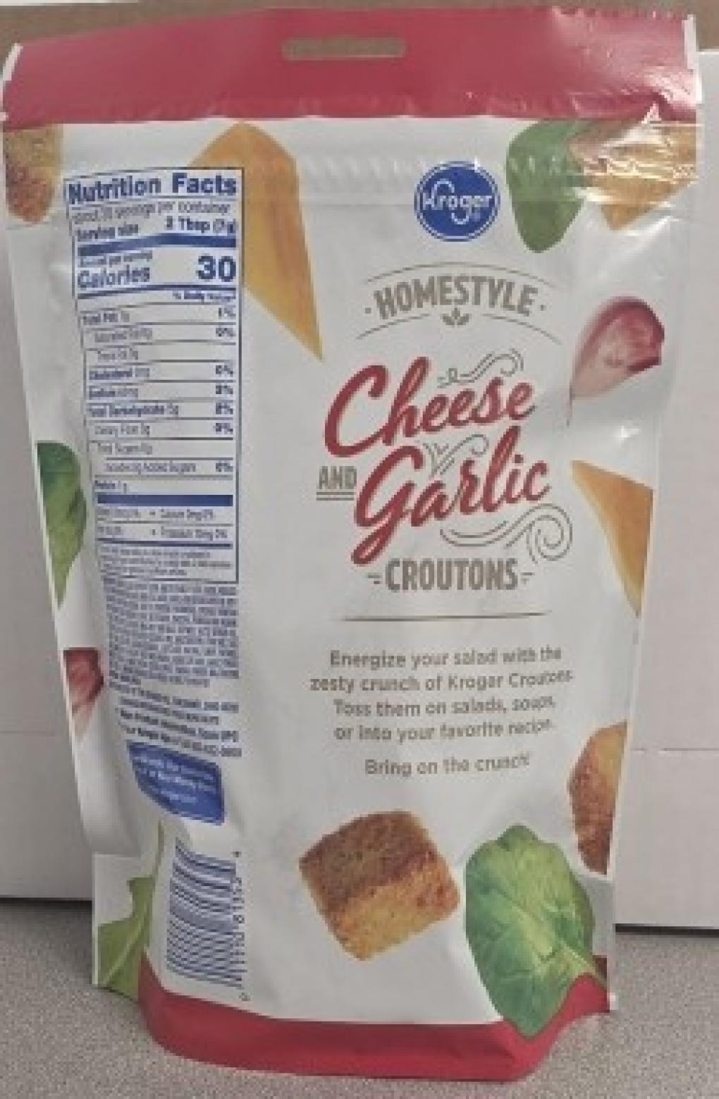 Sugar Foods Issues Recall of Specific Lots of Kroger Homestyle Cheese Garlic Croutons Due to Possible Health Risk Sugar Foods Issues Recall of Specific Lots of Kroger Homestyle Cheese Garlic Croutons Due to Possible Health Risk